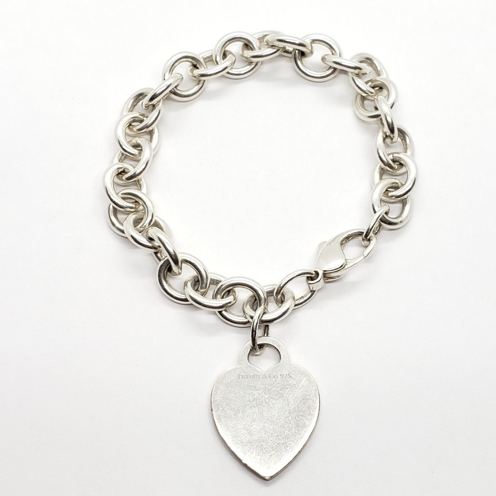 Tiffany & Co 925 Silver 7.75" Heart 9mm Bracelet